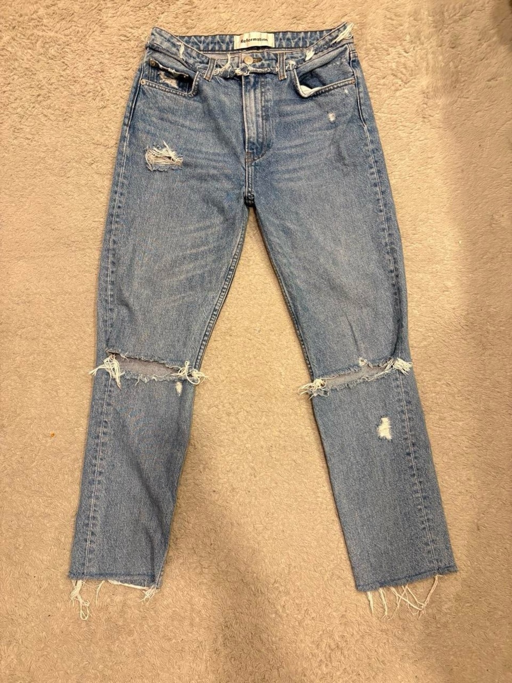 Reformation Julia High Waisted Cigarette Distressed Jeans